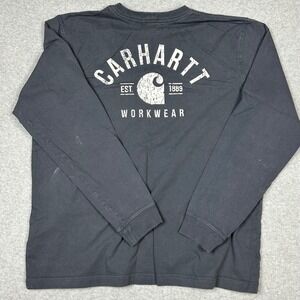 Carhartt 104434 Midweight Pocket Long Sleeve Graphic Tee XL Bluestone Grey Faded